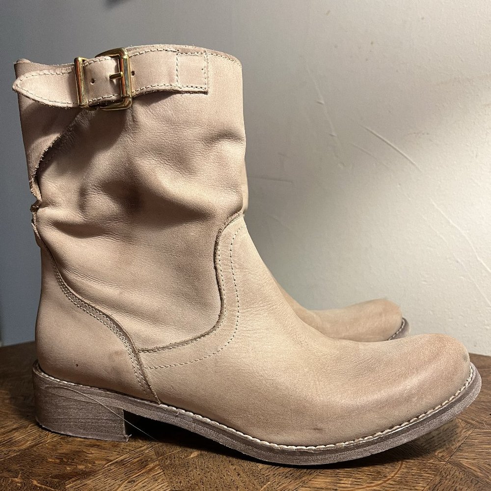 Italian Taupe Soft Leather Booties Size 7
